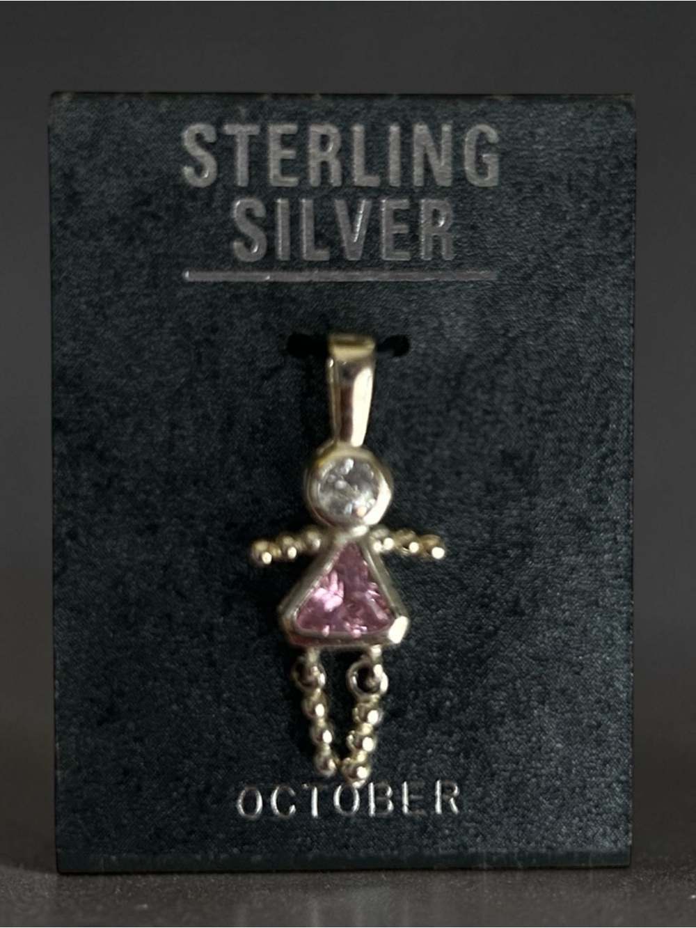 Sterling Silver Pink Girl Pendant Necklace Charm
